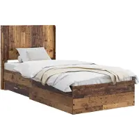 vidaXL Sommier avec rangement et tête de lit en bois recyclé 90 x 190 cm