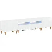 vidaXL , étagère LED pour télévision, 3 pièces, blanc brillant, matériau composite