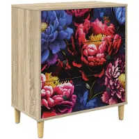 vidaXL Commode KIEL, motif fleurs foncées, 66 x 36,5 x 75 cm