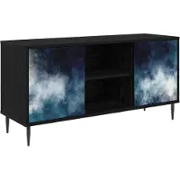 Syfax Meuble TV RAALTE, 102 x 33 x 51 cm, noir, imitation chêne