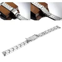 Lixada Bracelet de montre en métal, à dégagement rapide, avec boucle de déploiement à double bouton, bracelet de montre en acier inoxydable pour hommes et femmes, couleur argent, largeur 12 mm (0,47 pouces)