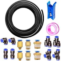 OEM Tuyau de haute flexibilité, longueur de 10 mètres, diamètre de 4 mm, comprenant 14 raccords, un coupe-tube, du ruban adhésif, résistant aux chocs et durable, tuyau pour air comprimé