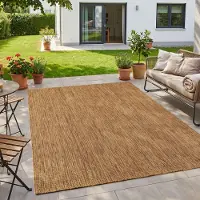 HomebyHome Tapis Extérieur Marron 140x200 cm Balcon Terrasse Jardin Résistant intempéries UV Moyen grand Uni Tissé plat Nettoyage facile