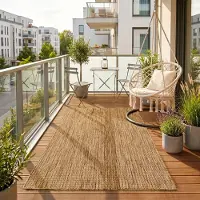 HomebyHome Tapis Extérieur Marron 60x100 cm Balcon Terrasse Jardin Résistant intempéries UV Petit Uni Tissé plat Nettoyage facile Robuste