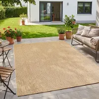 HomebyHome Tapis Extérieur Beige 280x370 cm Balcon Terrasse Jardin Résistant intempéries UV XL Très grand Uni Tissé plat Nettoyage facile
