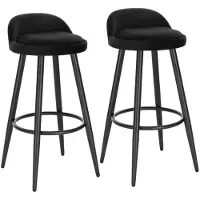 BellaFurn Tabouret de bar 2er-Set avec dossier et repose-pieds | Noir