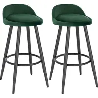 BellaFurn Tabouret de bar en velours avec repose-pieds, couleur vert foncé, dimensions : 37,5 x 34 x 78,5 cm