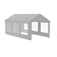 NaiZy 3MX6M : Tente de jardin grise pour fêtes, avec structure de sol renforcée, toit et parois latérales en PE, dotée de fenêtres, idéale pour les célébrations et les événements