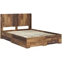 vidaXL : Structure de lit avec rangement et tête de lit, en bois de récupération et en panneaux de particules