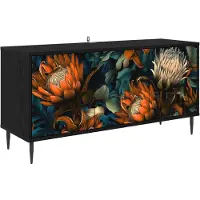 Syfax Meuble TV LOCHEM, 102 x 33 x 51 cm, noir, imitation chêne