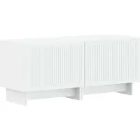 Syfax Meuble TV blanc en panneaux de particules