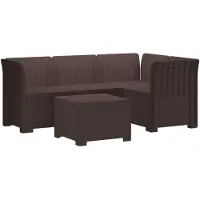 vidaXL : Canapé de jardin pour 4 personnes, imitation rotin, en plastique PP, couleur marron