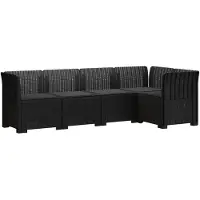 vidaXL : Canapé de jardin pour 5 personnes avec coussins, imitation rotin, plastique PP, couleur anthracite
