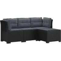 vidaXL : Canapé de jardin pour 4 personnes avec coussins, imitation rotin, plastique PP, couleur anthracite