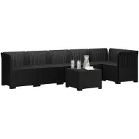 vidaXL : Canapé de jardin pour 6 personnes, imitation rotin, plastique PP, anthracite