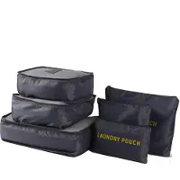 Gistuch Organisateur de valise en forme de cube, ensemble de 6 pièces, idéal pour les bagages et les sacs, ensemble de voyage de haute qualité comprenant une trousse de toilette, couleur gris
