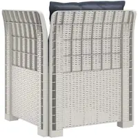 vidaXL Fauteuil 1 place avec coussin, imitation rotin, plastique PP, blanc ()
