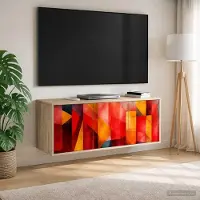 Prolenta Meuble TV mural exclusif HEESCH, dimensions : 102 x 33 x 40 cm, finition chêne Sonoma