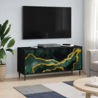 Prolenta Meuble TV exclusif - Modèle WIJHE, dimensions 102 x 33 x 51 cm, couleur noire, imitation chêne