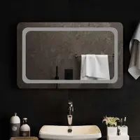 Syfax Miroir de salle de bain LED, transparent, 80 x 50 cm, en verre trempé