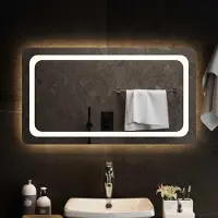 Syfax Miroir de salle de bain LED, transparent, 90 x 50 cm, en verre trempé