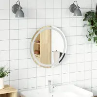 Syfax Miroir de salle de bain LED, transparent, diamètre 50 cm, en verre trempé