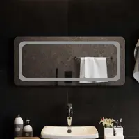 Syfax Miroir de salle de bain LED, transparent, 90 x 40 cm, en verre trempé