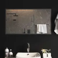 Syfax Miroir de salle de bain LED, transparent, 90 x 50 cm, en verre trempé