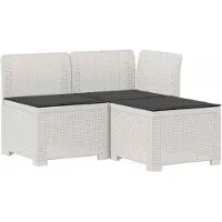 vidaXL Canapé de jardin pour 3 personnes avec coussins, imitation rotin, plastique PP, blanc