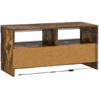 vidaXL Meuble TV LED en bois imitation chêne fumé