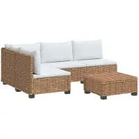 vidaXL : Ensemble de salon de jardin en rotin, 5 pièces, avec coussins, modèle GENDT, rotin naturel