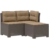 vidaXL : Canapé de jardin 3 places avec coussins, imitation rotin, plastique PP, gris clair