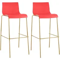 BellaFurn Ensemble de 2 tabourets de bar Hover en plastique | Couleur : rouge | Dimensions : 43x48x100 cm