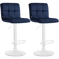BellaFurn Tabouret de bar Peru en velours | Couleur : Bleu | Dimensions : 46 x 47 x 94 cm