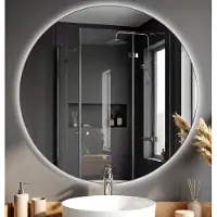 BellaFurn Miroir de salle de bain Vendula avec éclairage LED | Couleur : transparent/verre | Dimensions : 80 x 3 x 80 cm