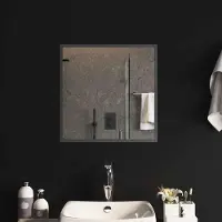 Syfax Miroir de salle de bain LED, transparent, 50 x 50 cm, en verre trempé