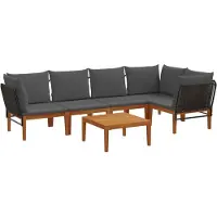 vidaXL , 6 pièces, bois d'acacia massif et corde, style naturel