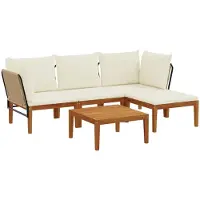 vidaXL , ensemble de 5 pièces en bois d'acacia massif et corde, style naturel