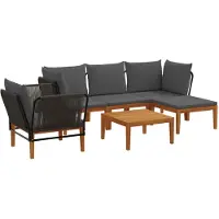 vidaXL , 6 pièces, bois d'acacia massif et corde, style naturel