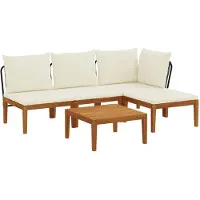 vidaXL , ensemble de 5 pièces en bois d'acacia massif et corde, style naturel