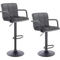 BellaFurn Ensemble de 2 tabourets de bar avec dossier et accoudoirs | Gris foncé | 51x37x90-112 cm