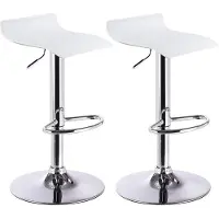 BellaFurn 2 tabourets de bar réglables, revêtus de similicuir, de couleur blanche, dimensions : 39 x 38,5 x 63-83 cm