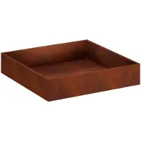 Syfax Pot de jardin en acier avec effet rouille, dimensions 100 x 100 x 20 cm, résistant aux intempéries