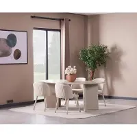 Xl Moebel Gmbh Table à manger ovale avec 4 chaises, style moderne, beige, ensemble élégant pour la maison