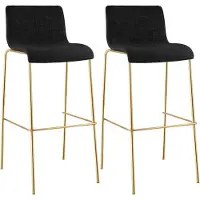 BellaFurn Tabourets de bar Hover, lot de 2 - Assise en tissu, base dorée | Couleur : Gris foncé | Dimensions : 43 x 48 x 100 cm