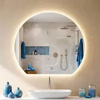 BellaFurn Miroir de salle de bain Baloni - Miroir LED demi-rond | Couleur : transparent/verre | Dimensions : 60 x 3 x 50 cm