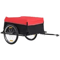 BellaFurn Remorque pour vélo - Remorque de transport de charges, capacité de 40 kg | Couleur : Noir et rouge | Dimensions : 88 x 140 x 60 cm