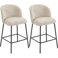 BellaFurn Tabouret de bar avec dossier et repose-pieds | Couleur : Beige | Dimensions : 50x55x93 cm