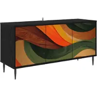 Syfax Meuble TV BONN, 102 x 33 x 51 cm, noir, imitation chêne