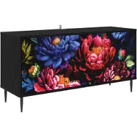 Syfax Meuble TV KIEL, 102 x 33 x 51 cm, noir, imitation chêne